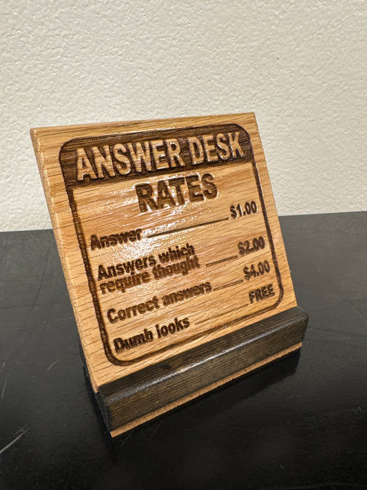 Answer desk coaster w/ stand